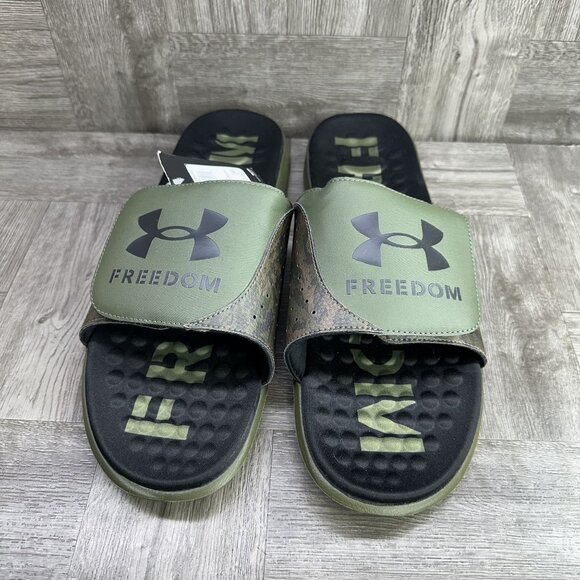 UA M Ignite Pro SL Freedom Men's size 18 Olive Green Slides - Picture 3 of 8